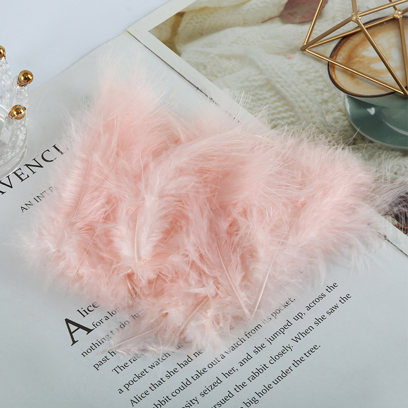 Picture of Feather decoration color turkey feather pointed tail velvet dream catcher net material wave ball gift box filler shooting props