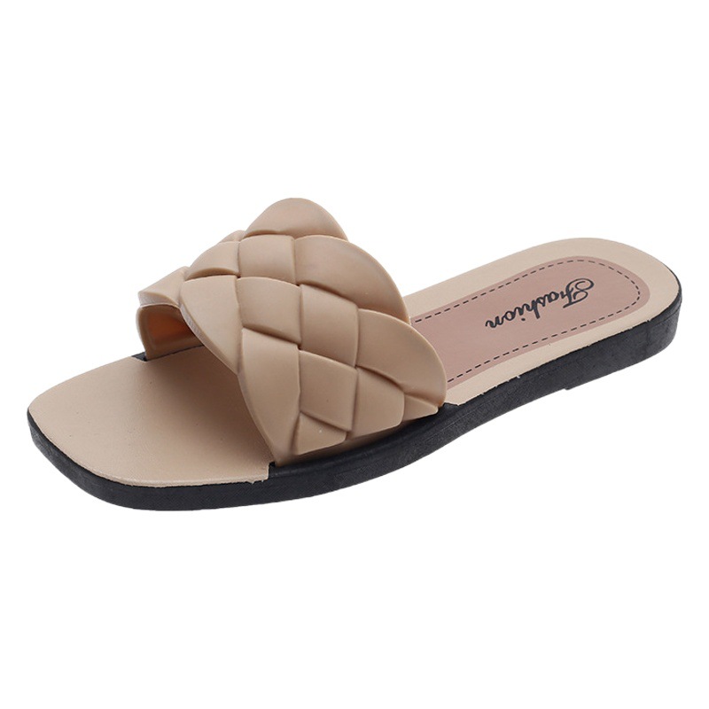 Summer new slippers women's home indoor and outdoor wear one-word drag fashion rhombus foreign trade cross-border for shrimp wholesale