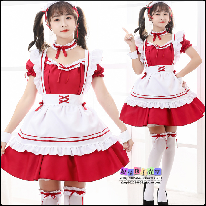 Picture of Miracle Warm Travel Around the World Red Wine Sweetheart Maid Dress lolita Cute Maid Dress cosplay Hand Game