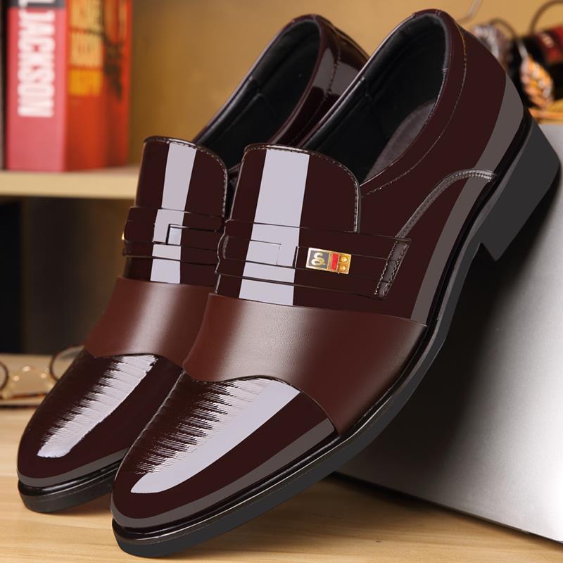 New Men's Cross-border Bright Face Dress Shoes Business Casual Shoes Work Men's Shoes Fashion All-match Soft Leather Soft Sole Shoes