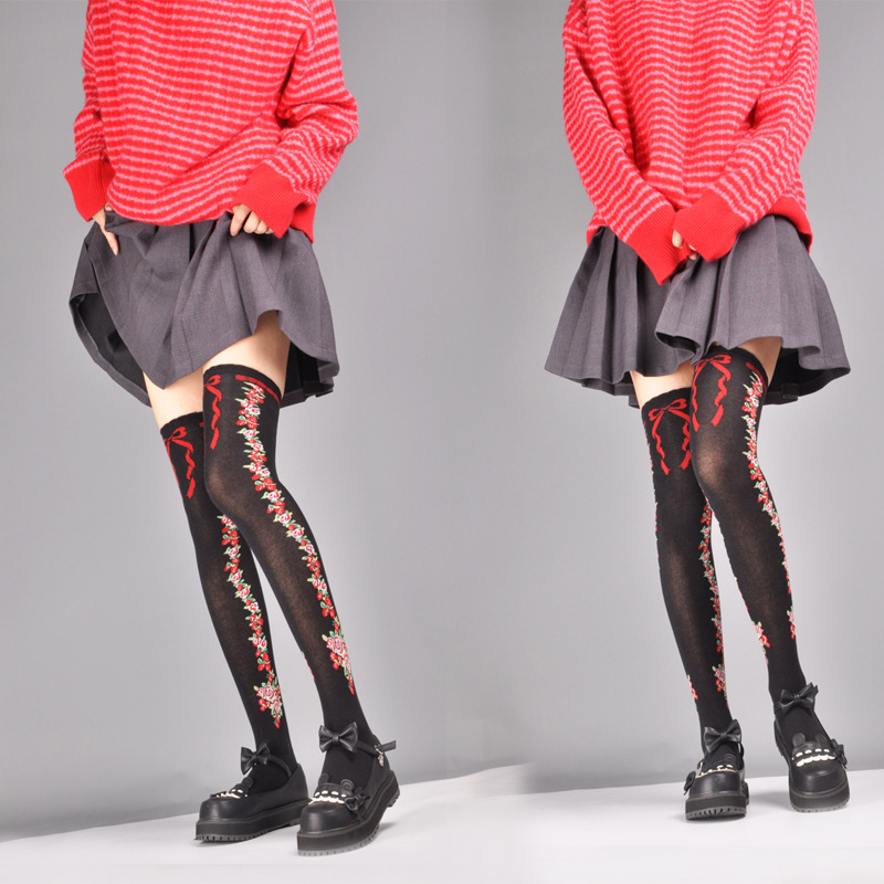 QF06 autumn and winter New LOLITA high tube cotton socks college style thigh socks women LOLITA student socks