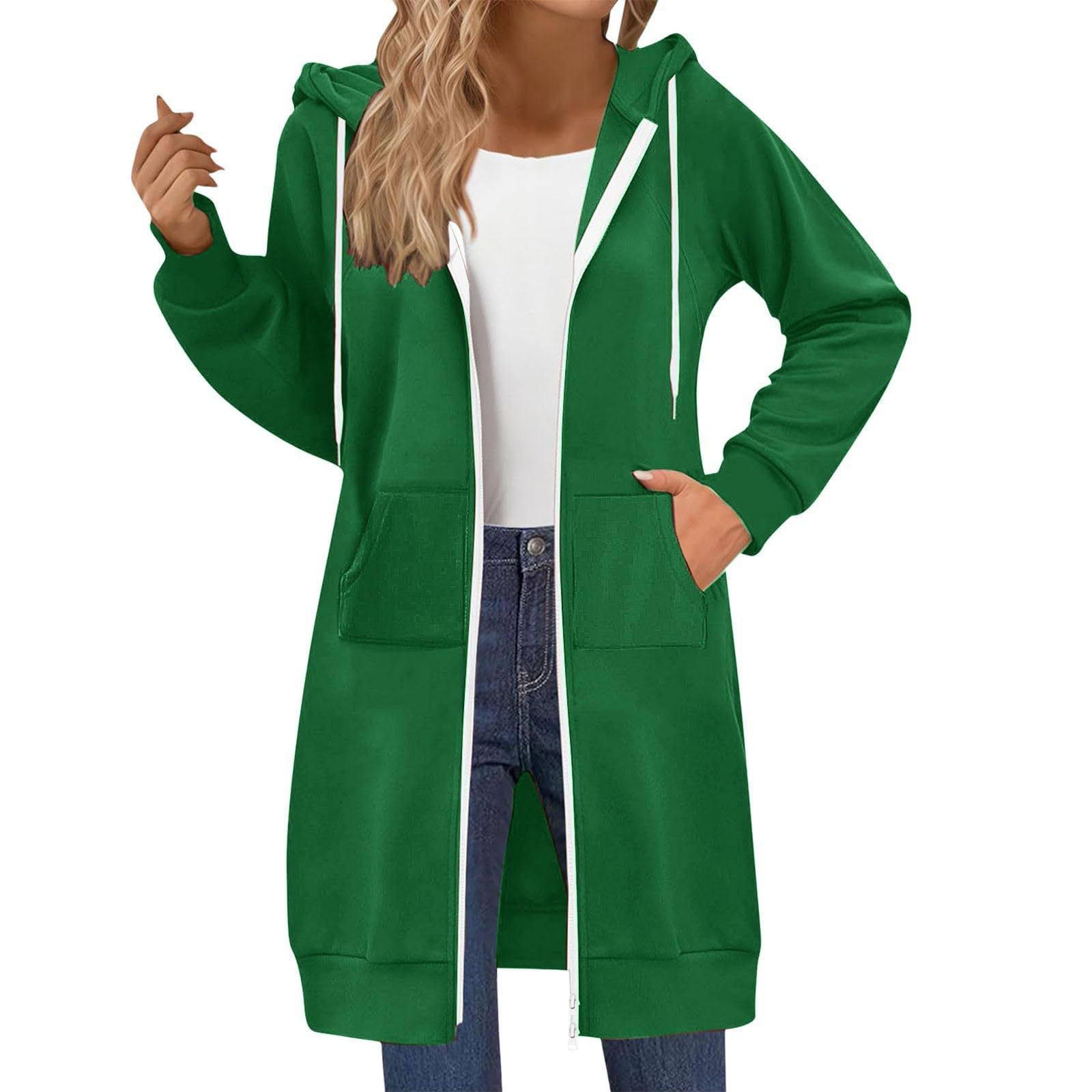 Fall 2025 Amazon cross-border Europe and the United States, new hooded zipper sweatshirts, women's mid-length casual loose jackets