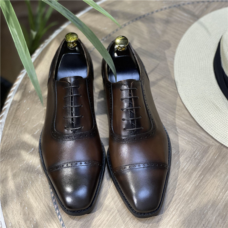 Picture of British Genuine Leather Men's Shoes Cowhide Carved Leather Shoes Men's Summer Business Casual Dress Shoes