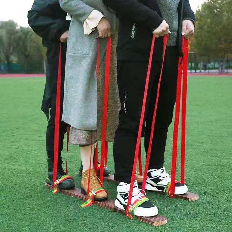 Picture of Teamwork Wooden Shoes Equipment Collaboration Board Athletics Team-Building Outdoor Large Footboard Parent-Child Activities Unity Wooden Shoes