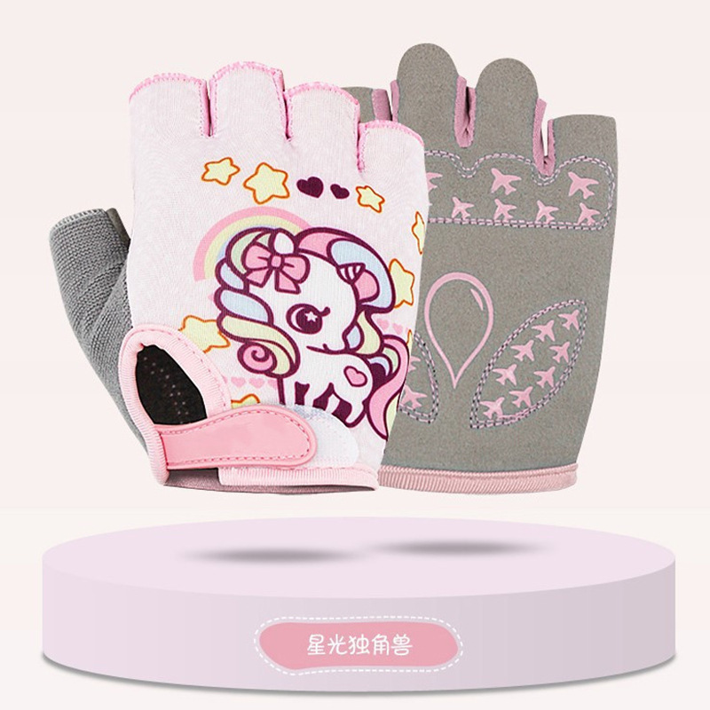 Cartoon Children's Riding Gloves Bicycle Shock Absorbing Hand Balancing Gloves Non-slip Breathable Half-finger Sports Gloves