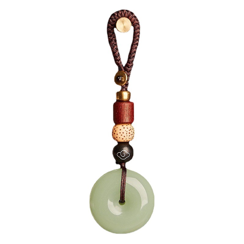 Agate Chalcedony Safe Buckle Jade Pendant Car Keychain Pendant High-end Exquisite Creative Couple Gift for Men and Women