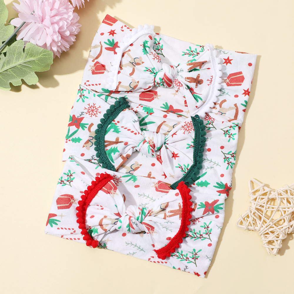 Europe and the United States cross-border new children's hair accessories baby Christmas headband digital printing Christmas holiday pattern wide hair band