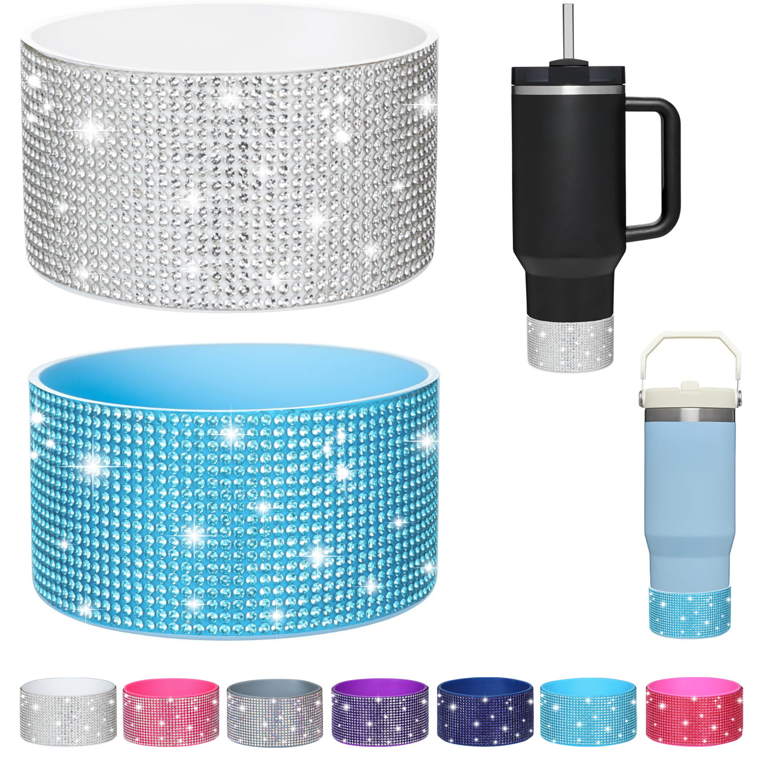 Flash Diamond Silicone Stanley Water Cup Set Ice Bullet Stanley Cup Set Sports Kettle Space Cup Silicone