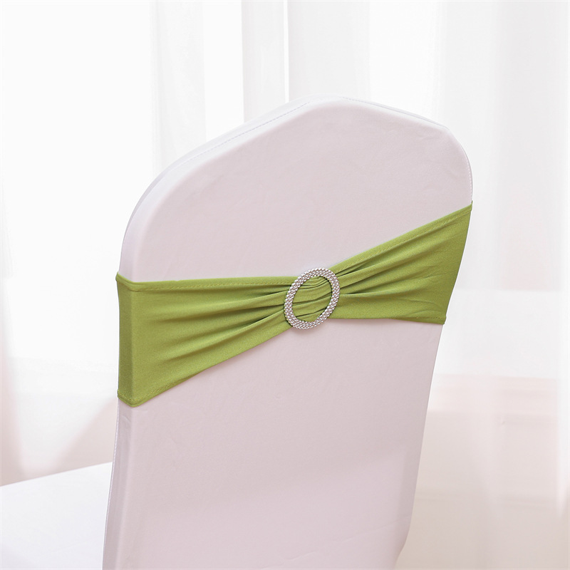 Picture of Backrest Flower Stretch Chair Cover Bow Banquet Decoration Free Wedding Ribbon Wedding Hotel Ribbon Stool Strap