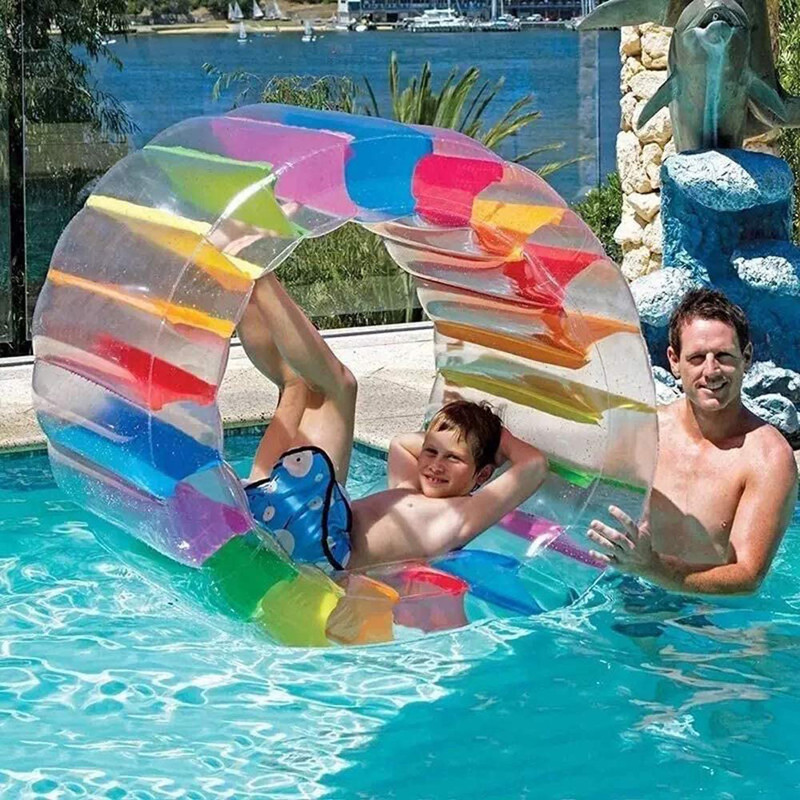 Water Inflatable Roller Toy Floating Board Colorful Wheel, Swimming Pool Roller Suitable for Kidsren and Adults Outdoor Use