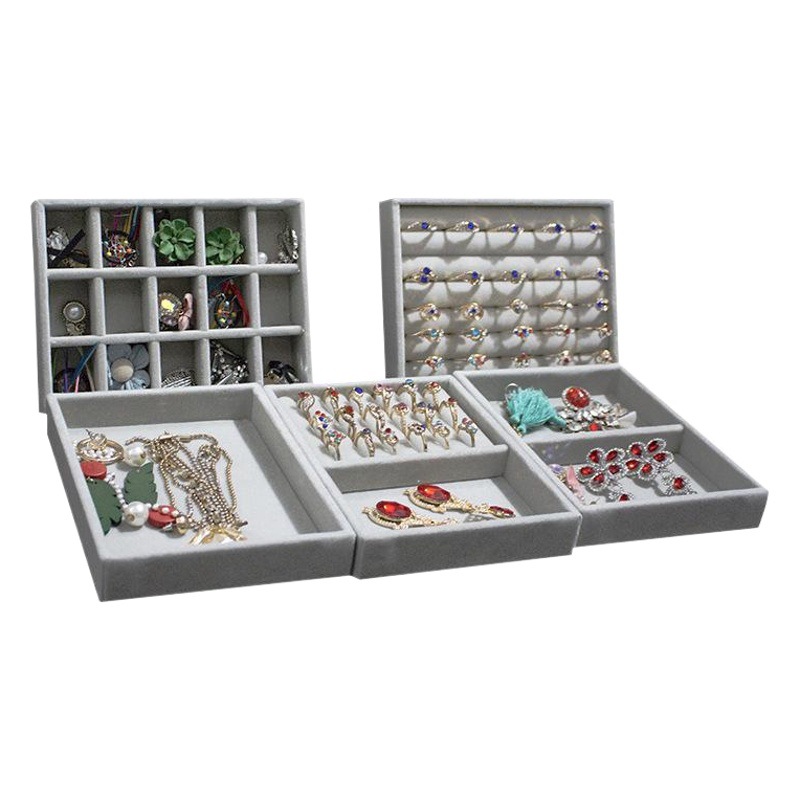 Ice Flower Velvet Jewelry Jewelry Desktop Flannel Storage Plate Bracelet Necklace Earrings Jewelry Storage Box Jewelry Plate