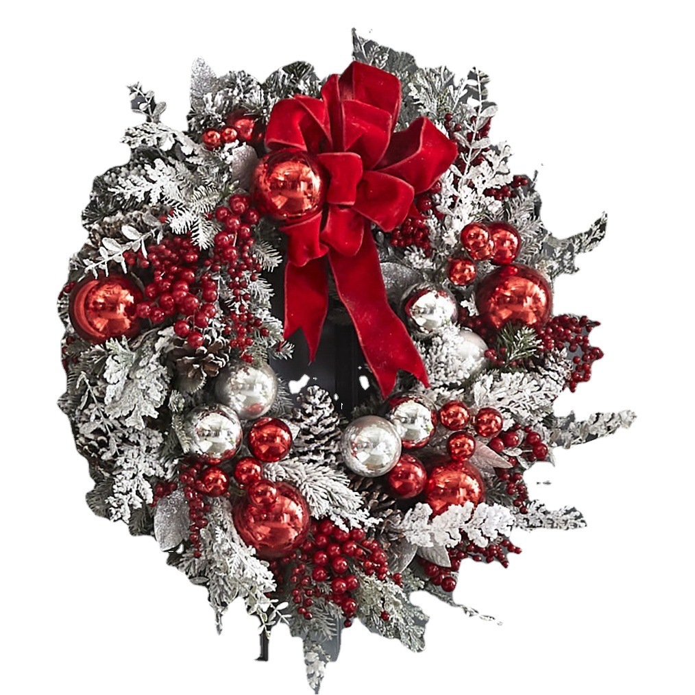 Tingzhi 2024 Christmas Decorations Flocked Snow Door Hanging Garland Upside down Tree Rattan Christmas Scene Layout