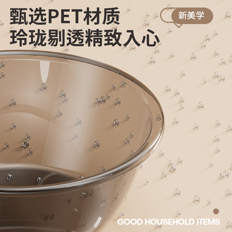 Picture of ZT1035 Light Luxury Thickened Washbasin Student Dormitory Washbasin Footbath Vegetable Washing Basin Crystal Drop-Resistant Round Household