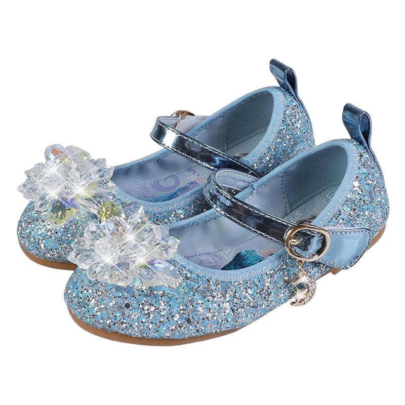 Aisha Crystal Shoes Fashion New Girl Flat Shoes Girl Princess Shoes Spring and Autumn Children's Leather Shoes Soft Sole Single Shoes