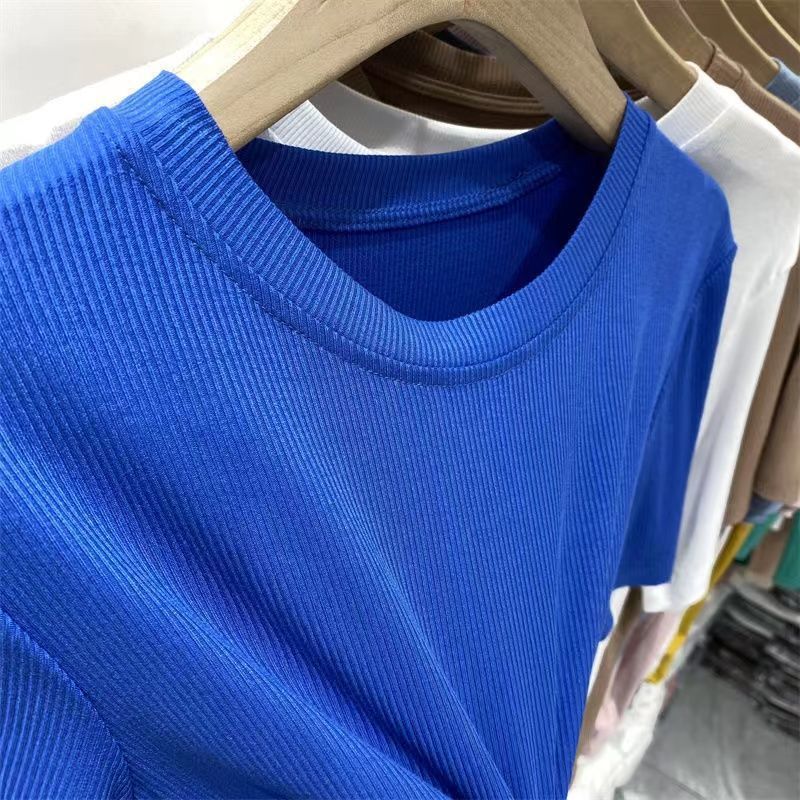 Picture of [Multi-color optional] high-grade solid color mask T-shirt women's short sleeve summer new slim slim base shirt top