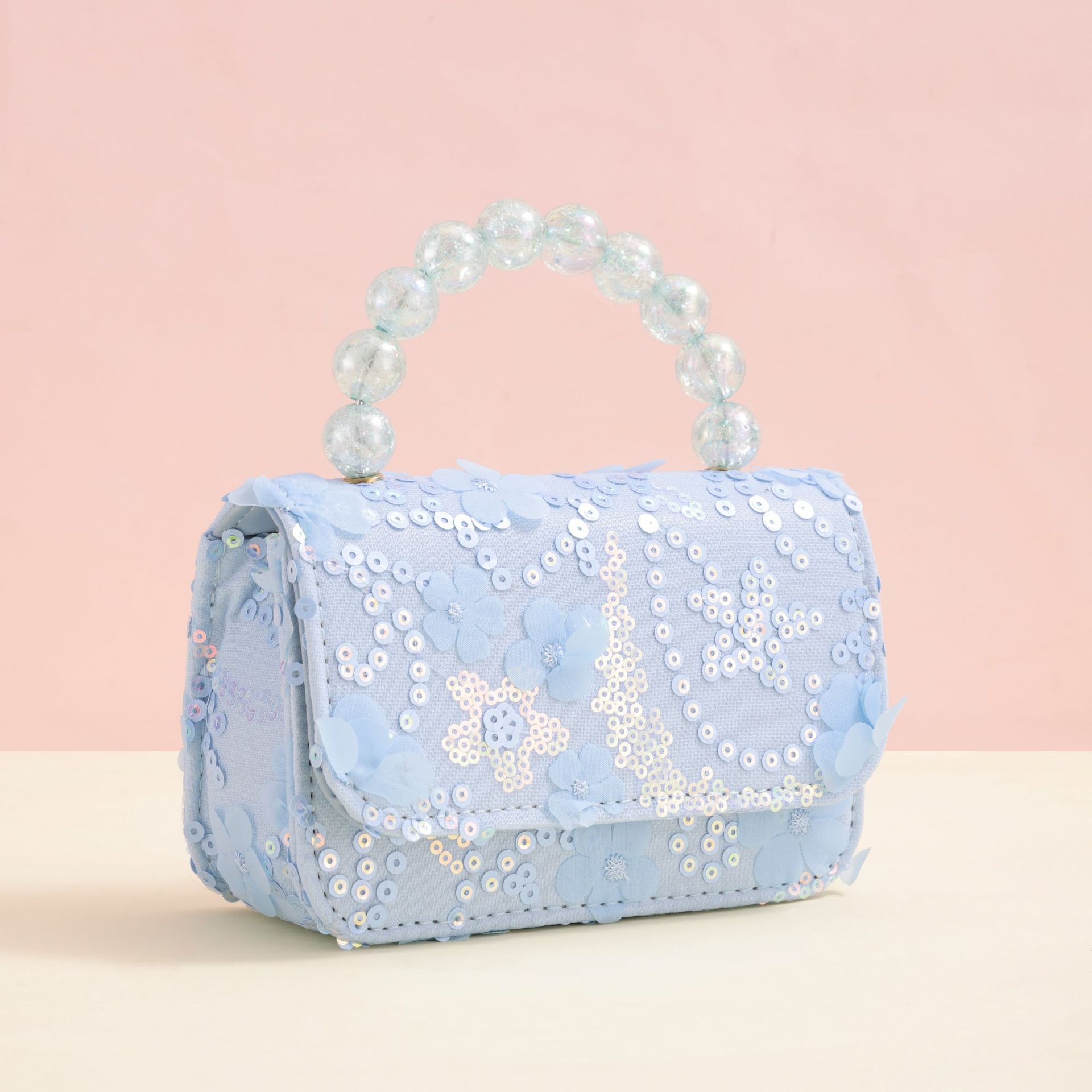 Picture of 2024 new elegant princess style bag girl trend small square bag pearl portable high value sequin bag wholesale