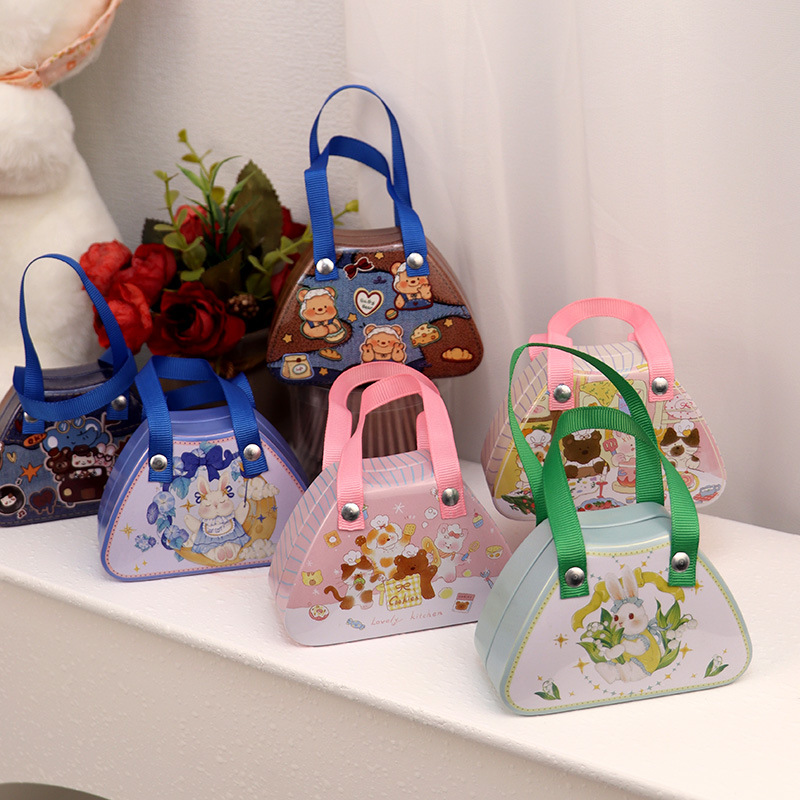 Cute Cartoon Children's Handbag Bag Iron Box Baby Hundred Days Full Moon Gift Box Candy Biscuits Tinplate Box