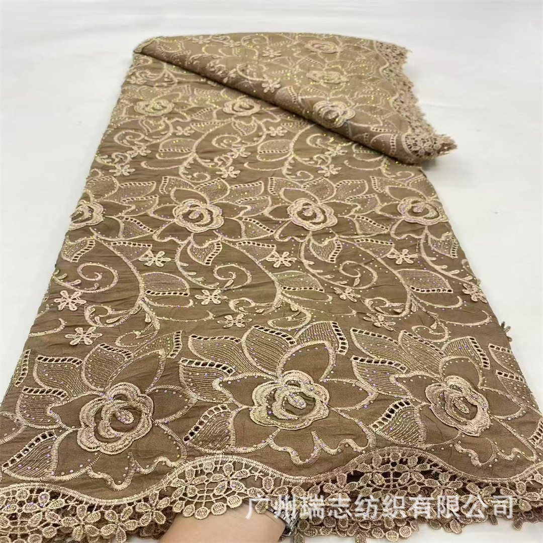 3D Embroidery French lace African lace embroidery cloth wedding dress bead tube embroidery fabric
