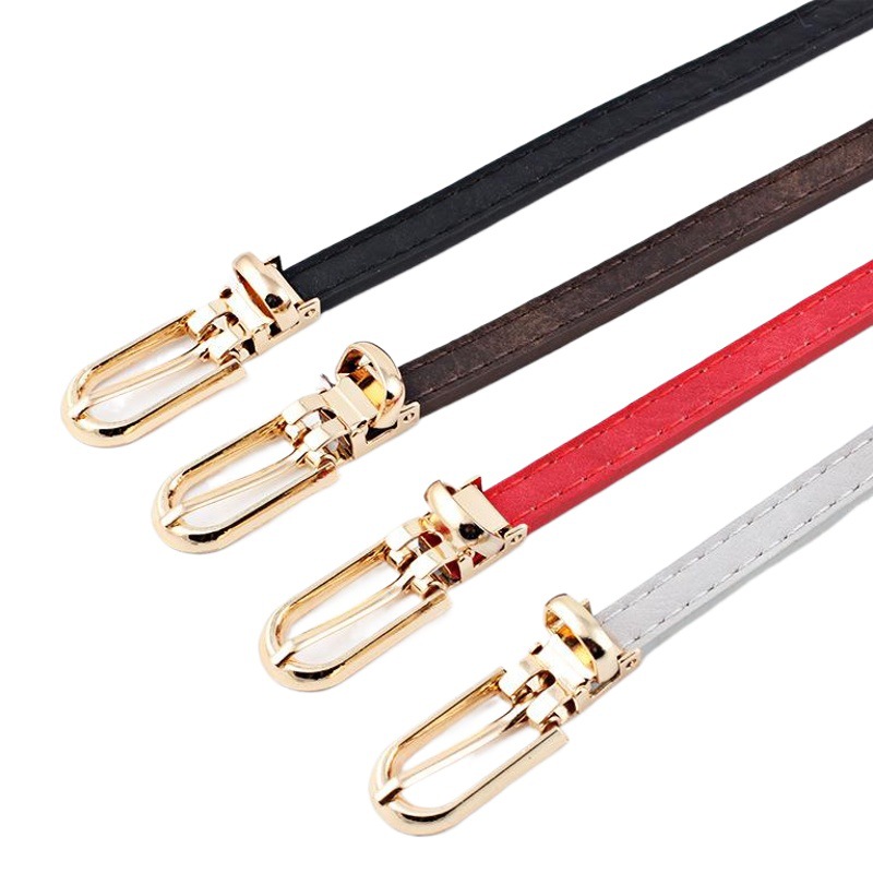 New Multicolor Decorative dress with Sweater Thin Belt Women's All-match Pin Buckle Frosted PU Small Belt Trouser Belt
