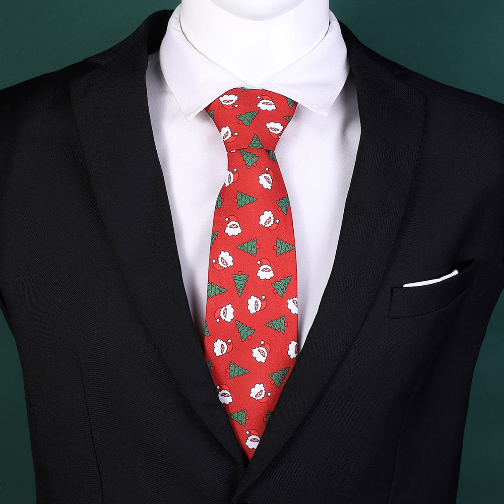 Polyester printed tie Christmas flower tie holiday formal wear clothing accessories men's tie