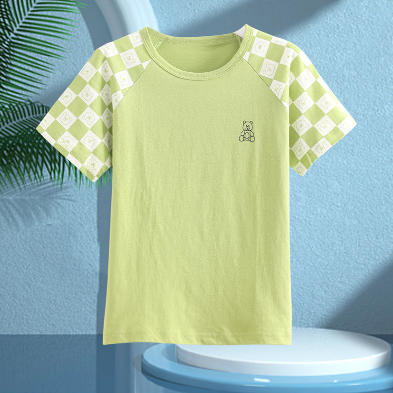 Picture of Boys' Pajamas Children's Summer Pure Cotton Short-sleeved Shorts Girls' Thin Home Clothes suit Big Children's Boys' Air-conditioning Clothes