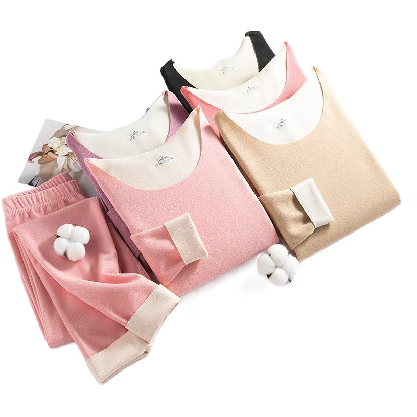Wool Silk Autumn Clothes Autumn Trousers Men's Autumn and Winter Thermal Underwear Suit Women's Fleece-Lined Base Shirt Heating Constant Temperature