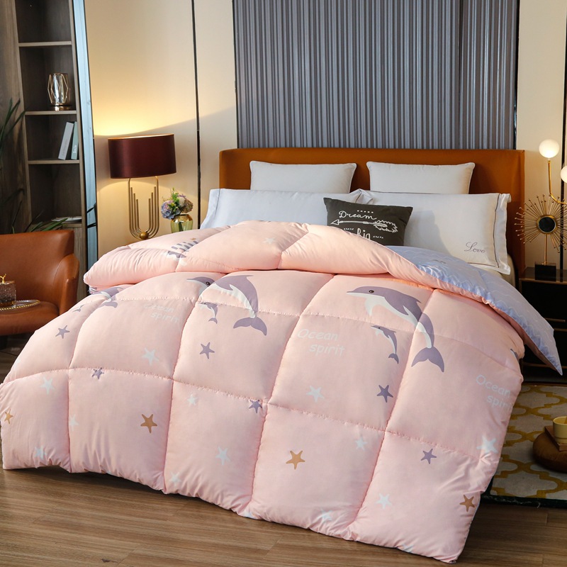 Picture of Factory wholesale thick warm winter quilt single student dormitory quilt double core bedding four seasons feather silk quilt