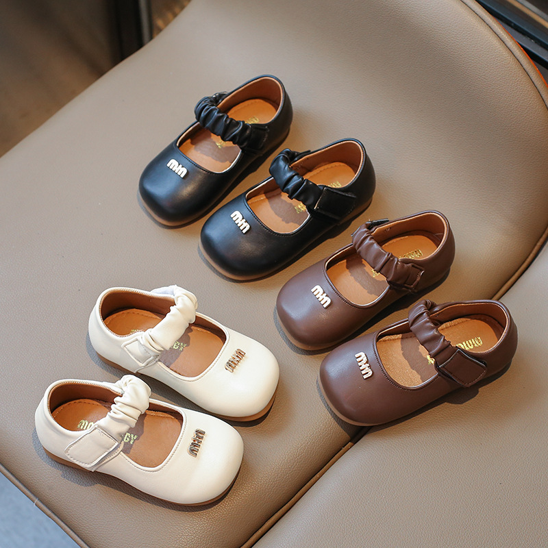 Girls Princess Shoes 2025 Spring New Korean Style Children's Round Toe Small Leather Shoes Girls Fashion Velcro Shoes