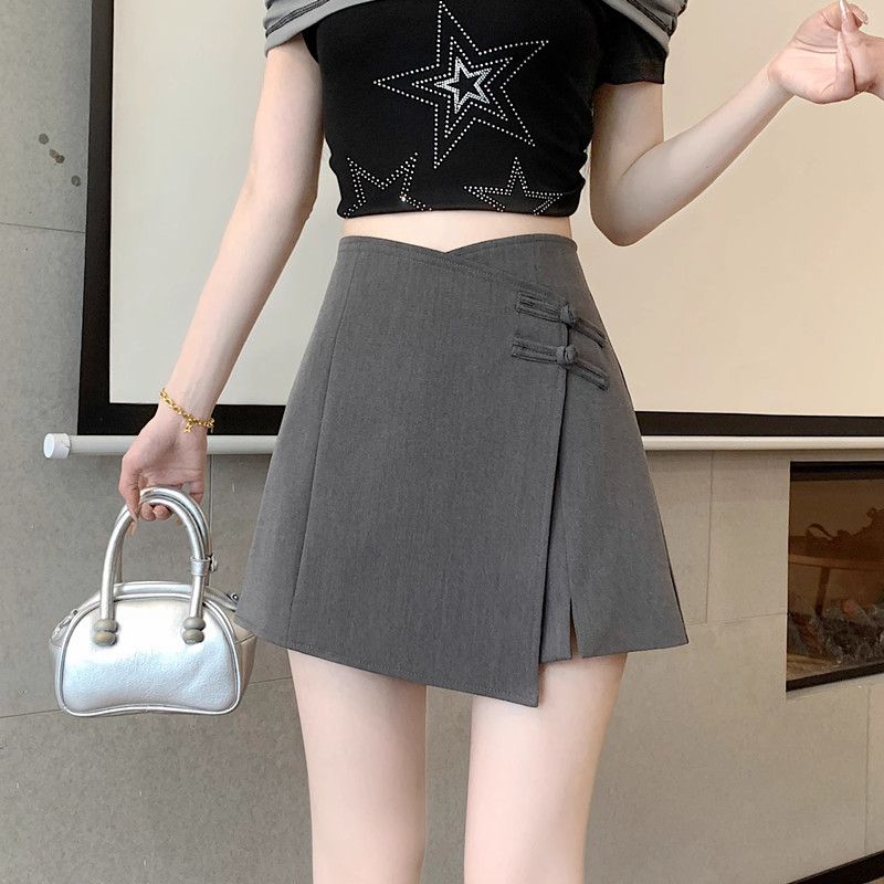 Picture of New Chinese Style Irregular Suit Pants Skirt 2024 Summer chubby girl High Waist Shorts Slimming Design Sense Skirt