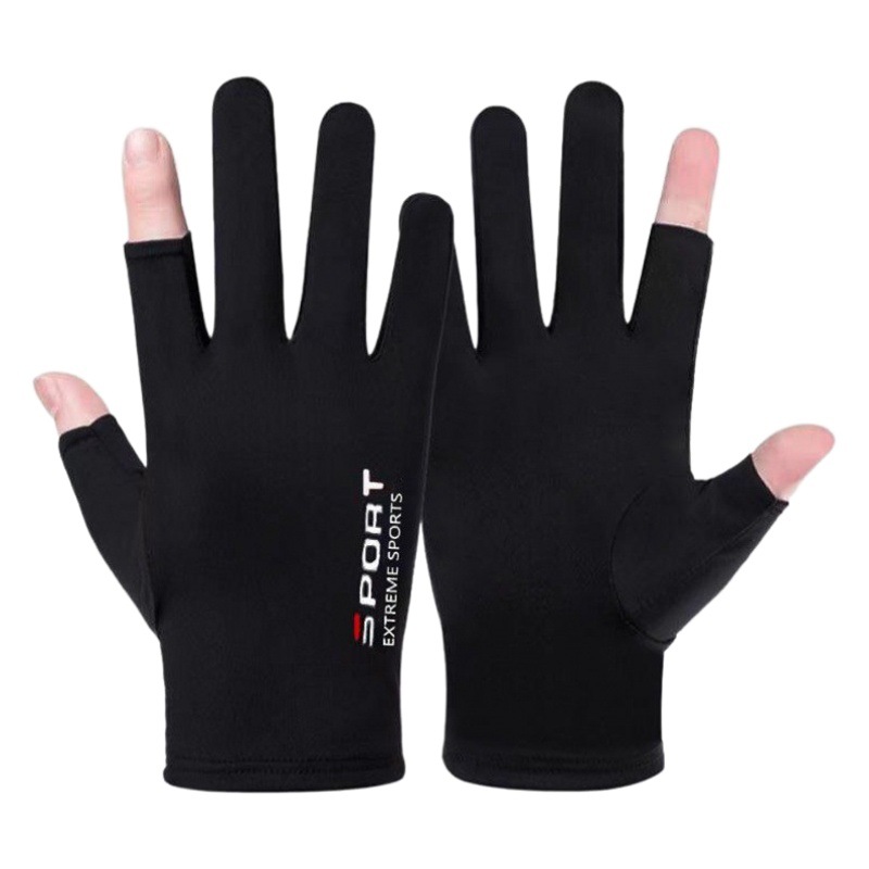 Picture of Gloves Men's and Women's Summer Open Finger Thin Ice Driving Leakage Two Finger Fishing Half Finger Riding Takeaway Rider Sports