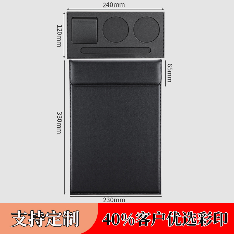 Picture of Leather A4 Conference Pad Board Black File Pad Board Hotel Conference Pad Notes Clip Writing Board Business Office