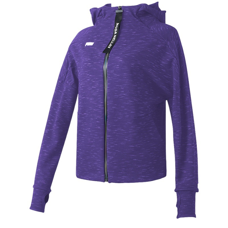 Hooded Zipper Sport Jacket Slim-fit Slimming Outdoor Running Fitness Top Women's Loose Yoga Clothes Long Sleeve Jacket