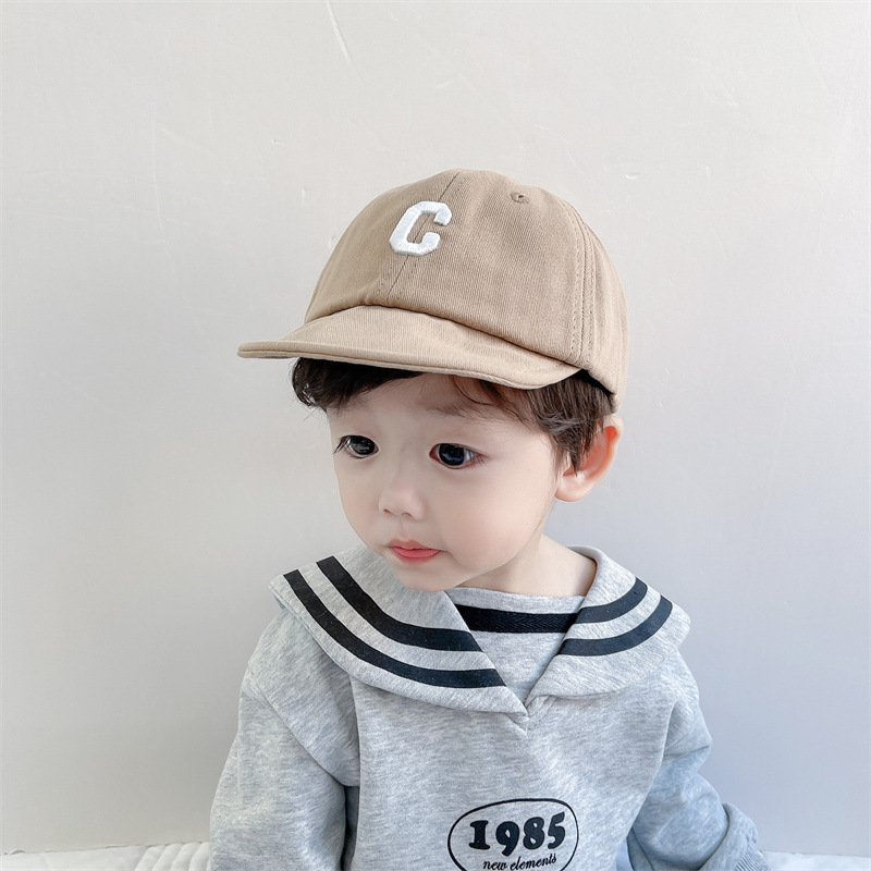 Picture of Baby's Hat Spring and Autumn Soft Brim Korean-style C- letter Embroidered Western-style Cap Baby Baby Instagram Baseball Cap Trendy