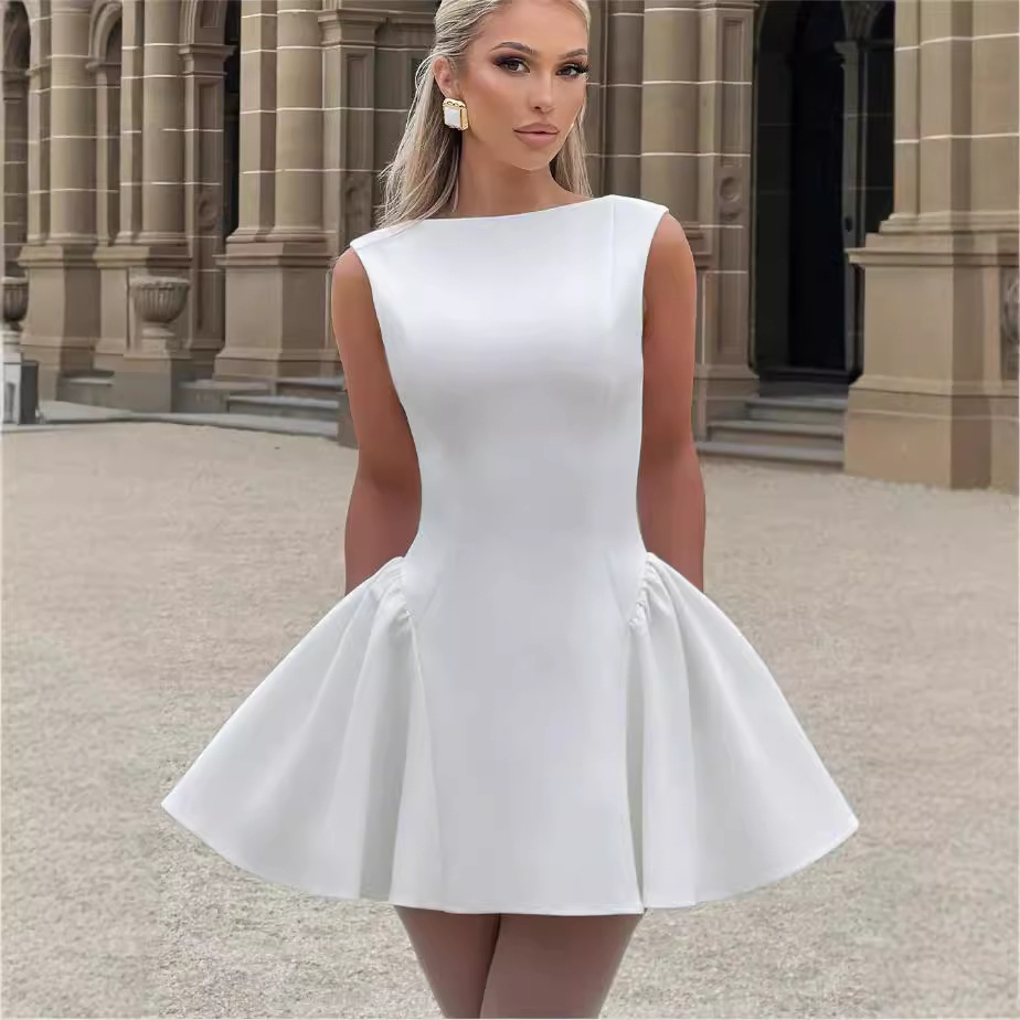 Europe and the United States cross-border simple skirt 2024 autumn new women's sexy sleeveless atmosphere fashion solid color women's dress