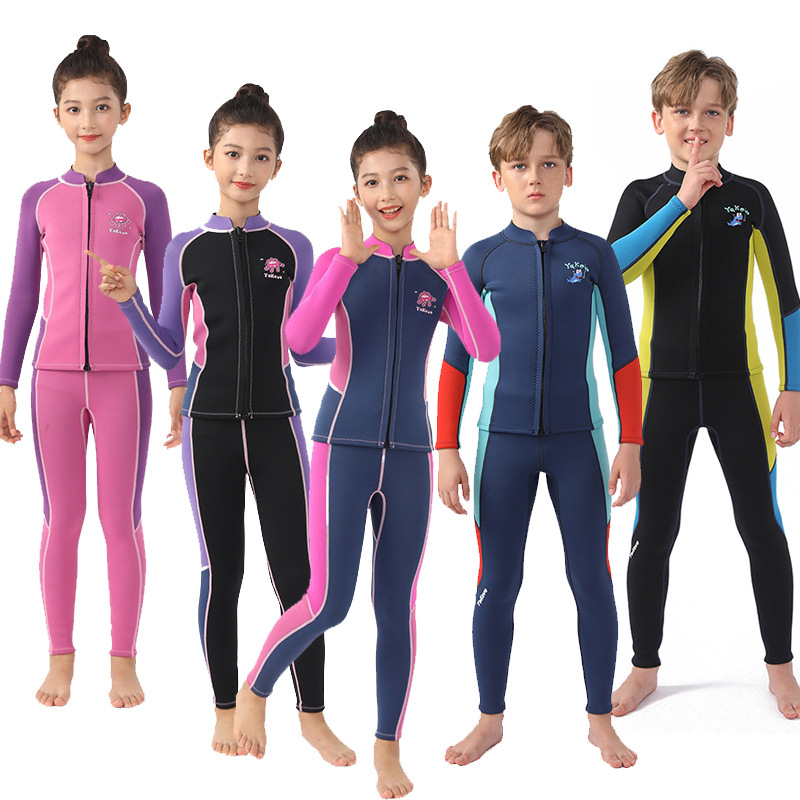 Children's swimsuit thickened warm suit one-piece long-sleeved trousers autumn and winter diving suit swimsuit waterproof swimsuit
