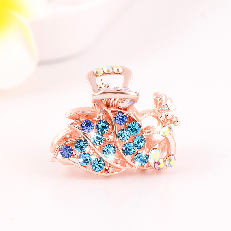 Picture of New small size Grab Clip Hair Clip Hair Clip Adult Bangs Hair Clip Children Top Clip Electroplated Rhinestone Elegant Hair Accessories Headdress