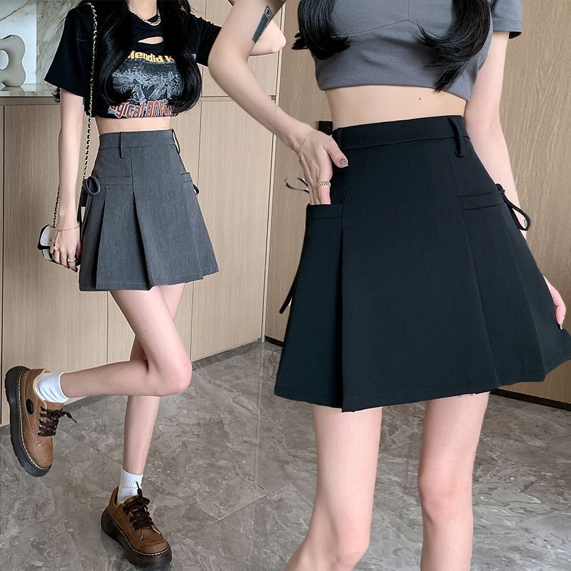 Design Sense Lace Pleated Skirt Summer New Korean Style Fashion High Waist Short A- line Skirt Anti-running Short Skirt