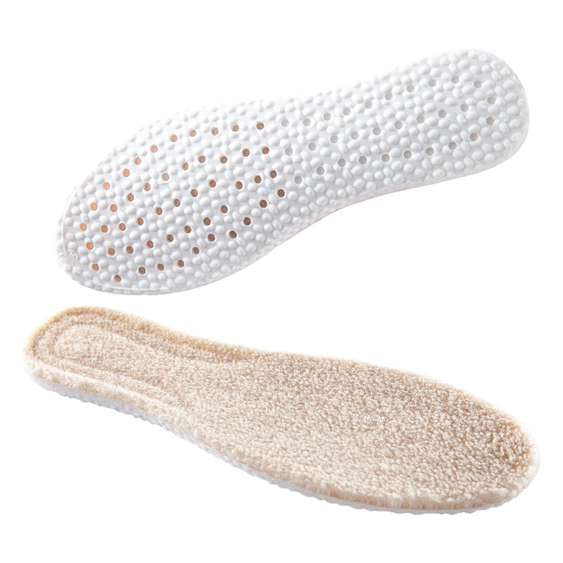 Winter coral fleece insole men's breathable sweat-absorbent wool comfortable soft bottom thickened insole pu fleece-lined insole