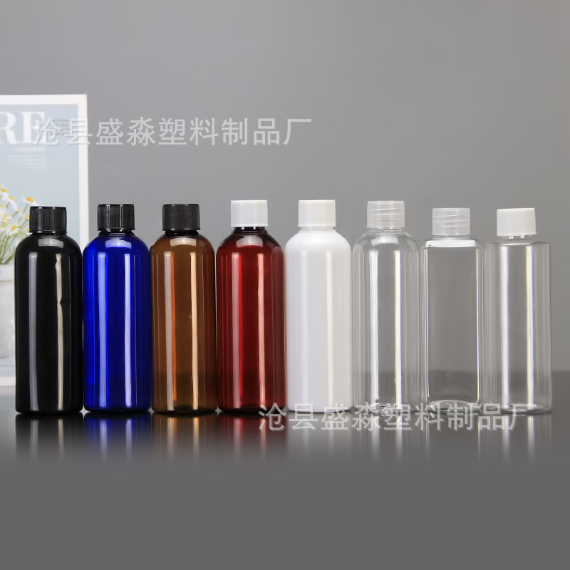 Spot 100ml transparent plastic bottle oil bottle cosmetics bottle 100mlpet screw cap plastic packaging bottle