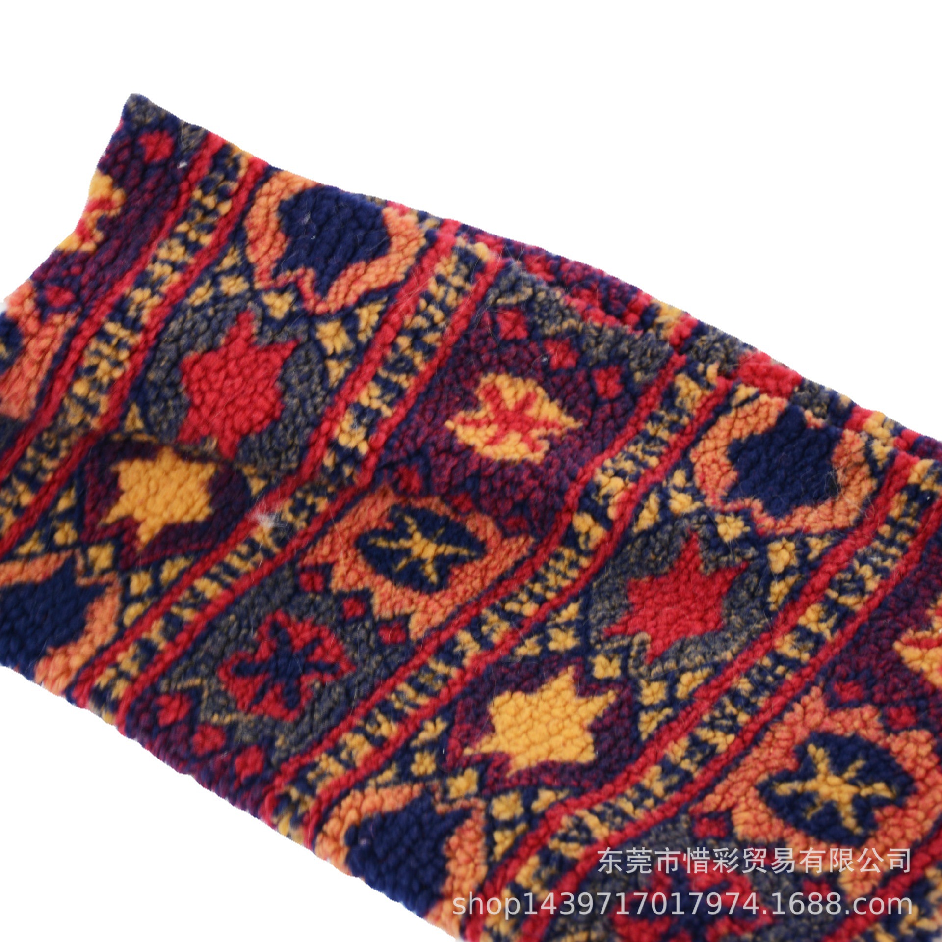 Spot supply jacquard cashmere particles ethnic style lamb wool clothing toys home textile shoes plush fabric
