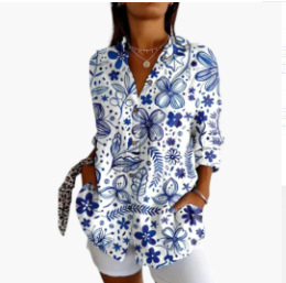 Picture of 2025 New Women's Long Shirt Women's Summer European and American Trend Long Sleeve Shirt Printed Pattern Printed 3D Shirt