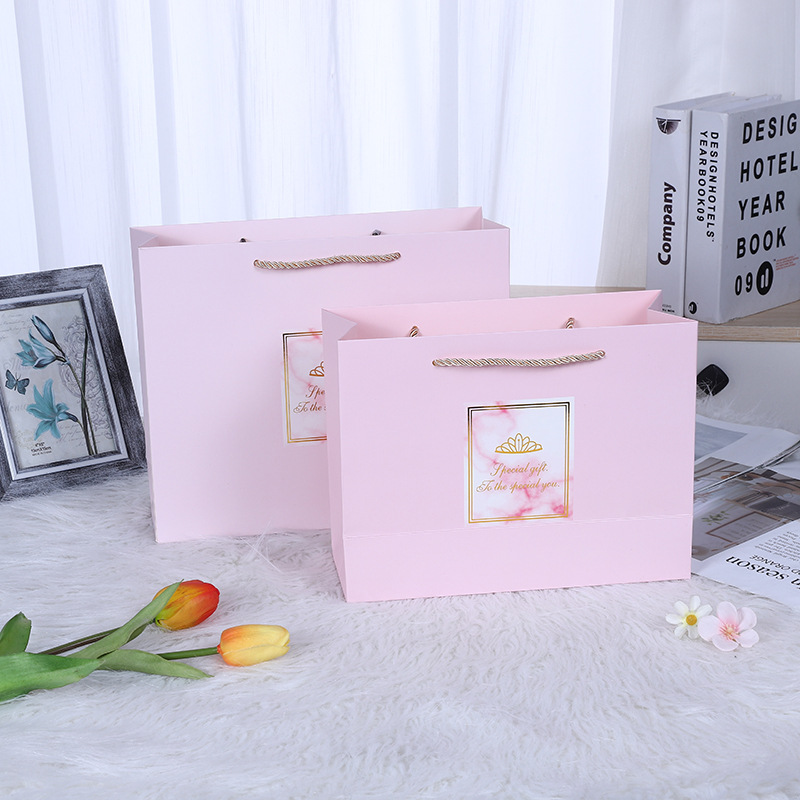 Picture of in stock Grey Marble Tote Bag Simple Business Tote Bag Square Gift Bag Hand Gift Bag Paper Bag