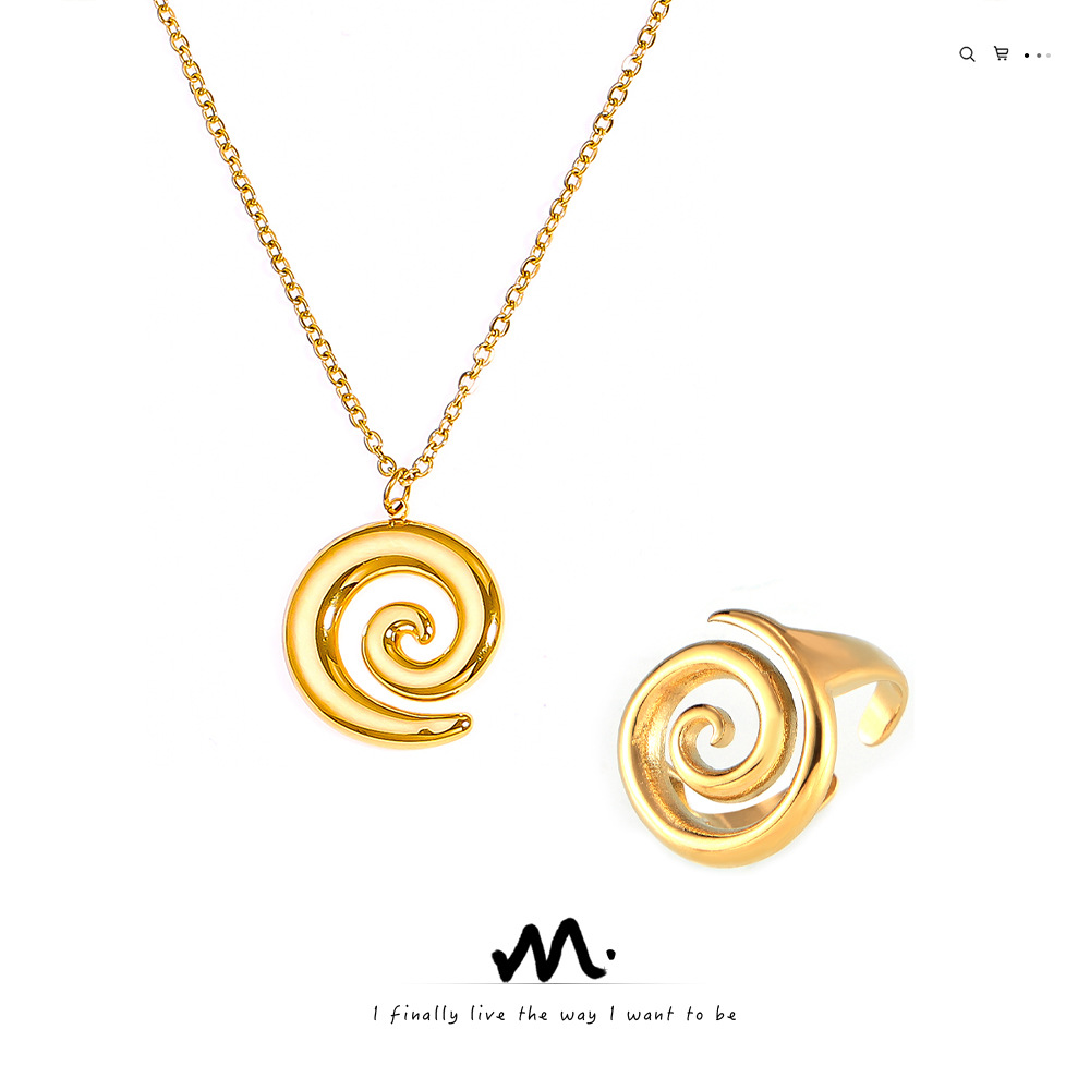 Ins style personality elegant simple niche spiral shape jewelry line twist design titanium steel jewelry suit
