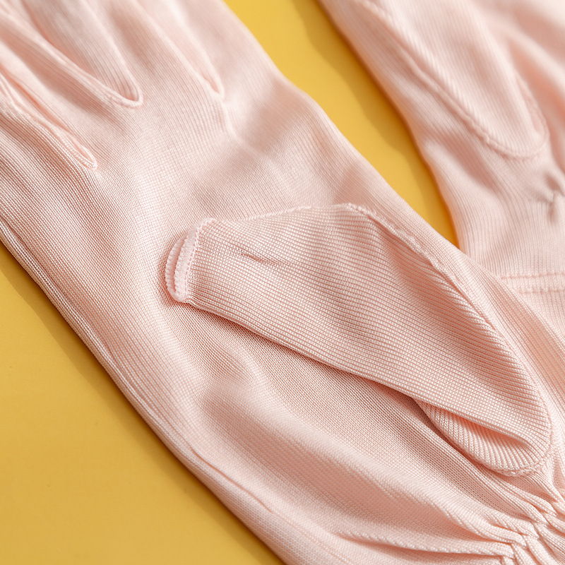 Picture of Tangge natural mulberry silk knitted silk gloves sun protection moisturizing women's half finger open finger gloves breathable skin-friendly