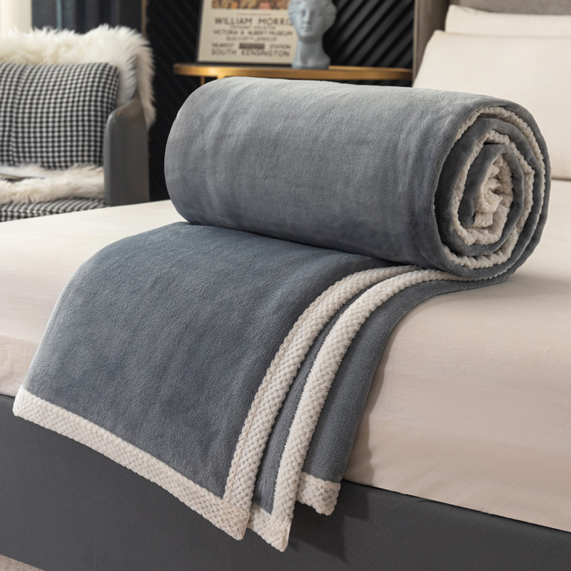 Foreign trade double-sided thickened milk velvet blanket flannel office nap blanket winter home warm blanket wholesale