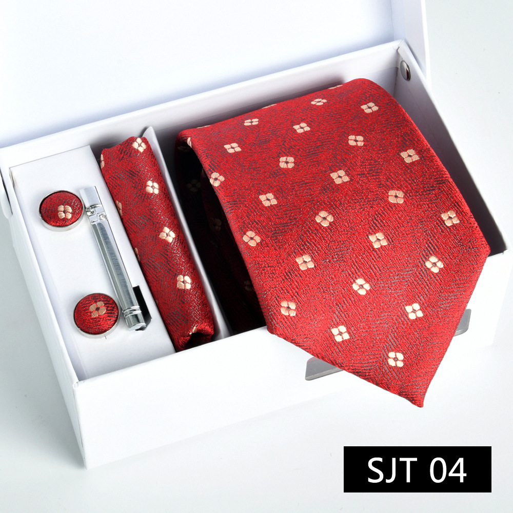 Picture of Tie formal business executive 5-piece gift box wedding = = groom wedding festive wine red in stock new
