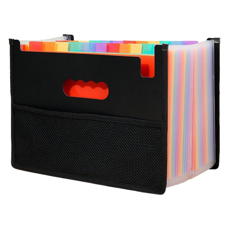 Multi-grid rainbow organ bag A4 data storage bag multi-layer with index attribute folder desktop vertical bag