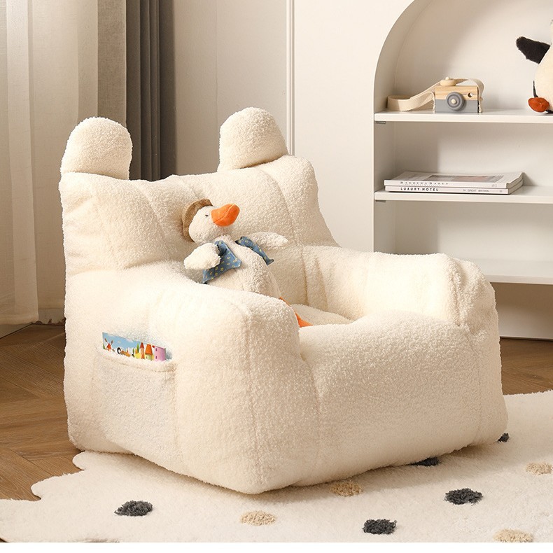 Picture of Children's Sofa Lamb Fleece Cute Single Person Baby's Seat Reading Area Cartoon Sofa Children's Room Casual Small Sofa