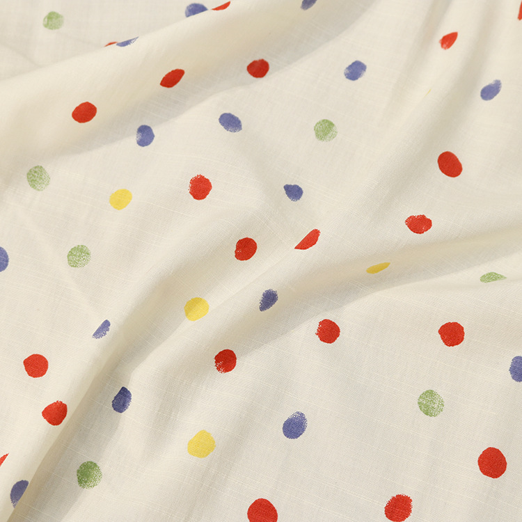 1cm Color Polka Dot Printed Cloth Washed Bamboo Plain Cloth Women's Clothing Top Polka Dot Full Craft Garment Fabric