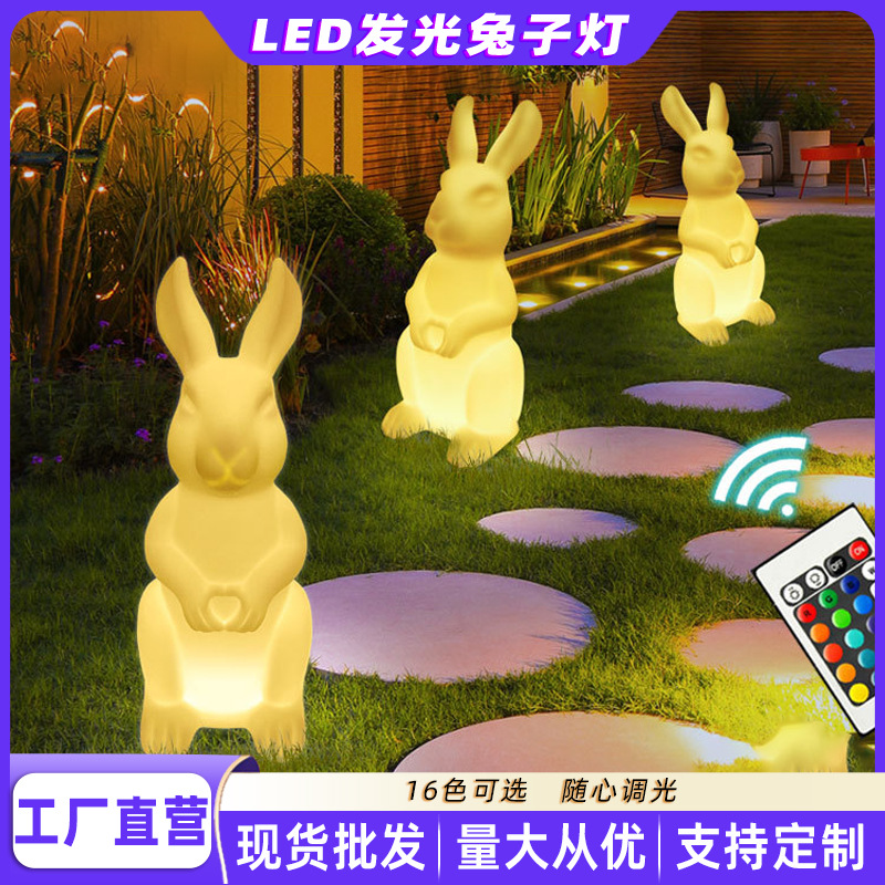 Outdoor luminous rabbit lights courtyard landscape garden lawn solar decoration atmosphere Mid-Autumn Festival jade rabbit animal lights